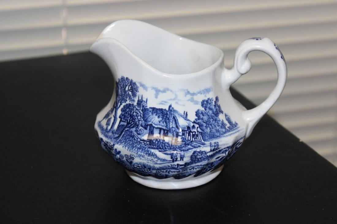 A Royal Essex Ironstone English Blue and White Creamer: 4 inches tall