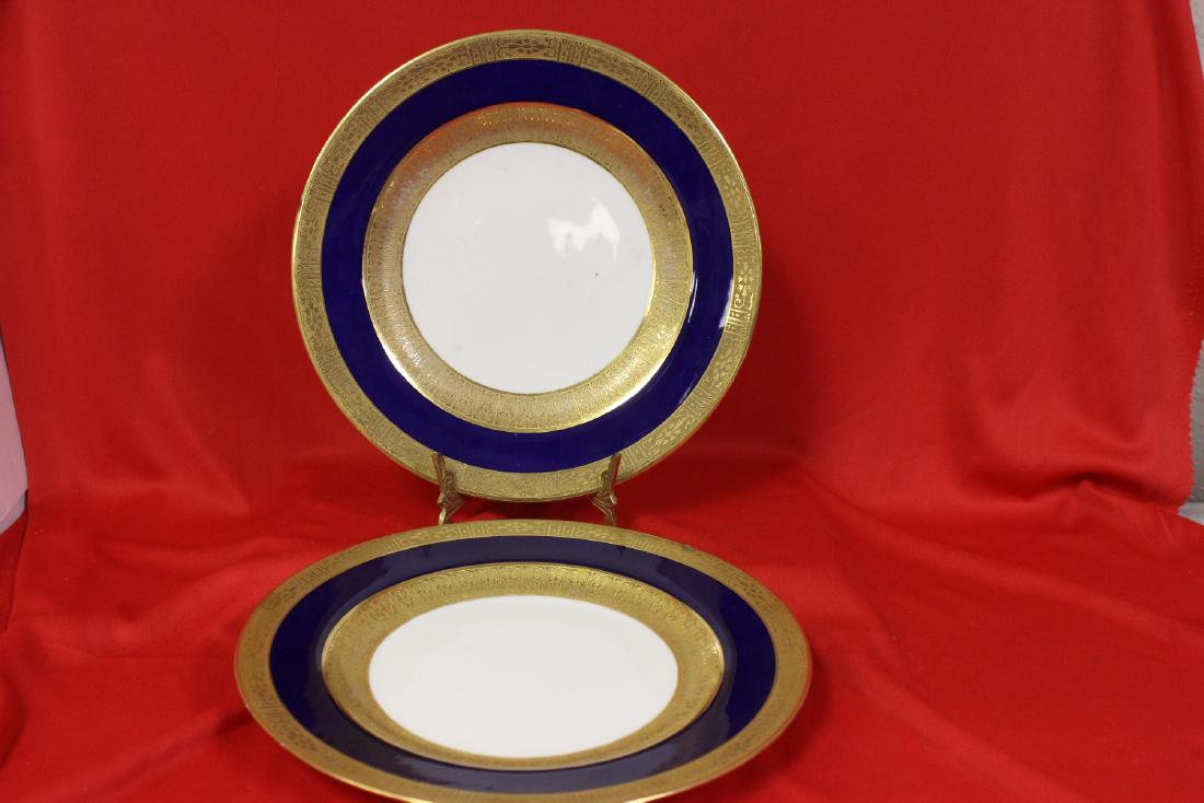 Spode Overington Brothers Plates: Heavily guilted - Set of Two - 9 inches in diameter - as found