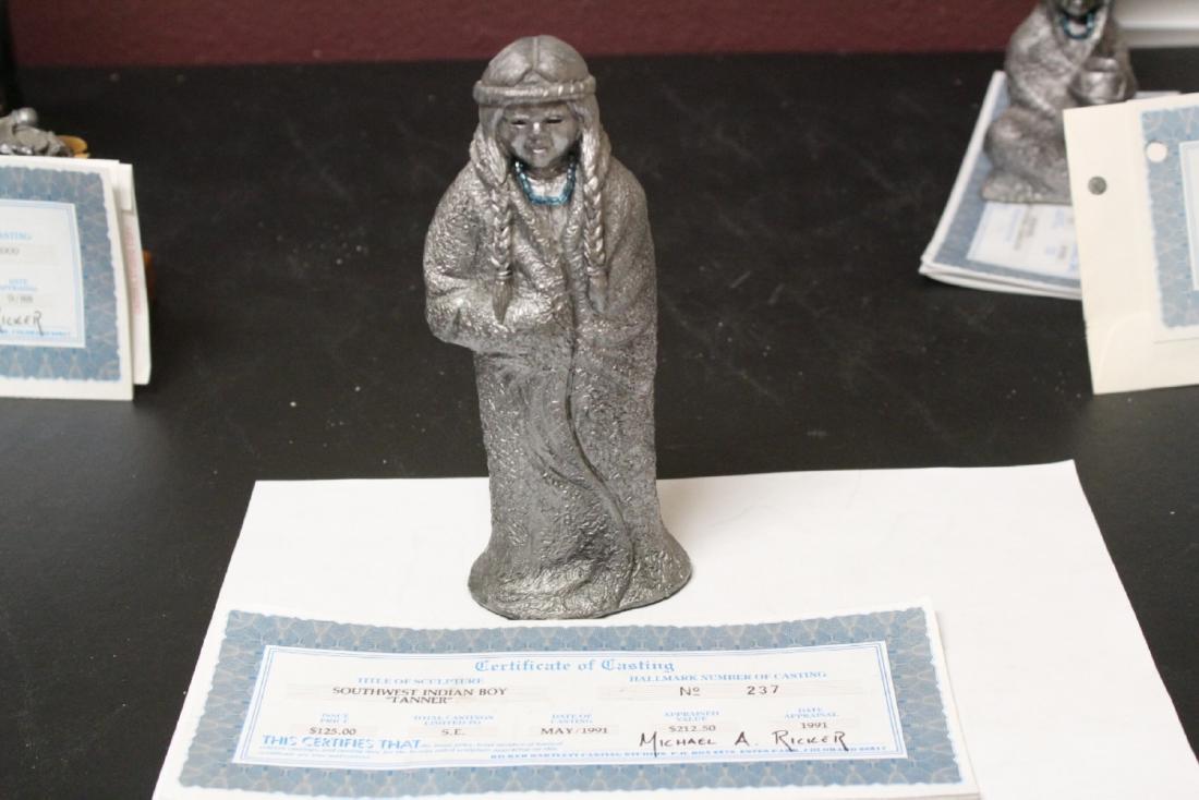 A Signed Michael Ricker Pewter Figurine: With COA 7 1/4" tall