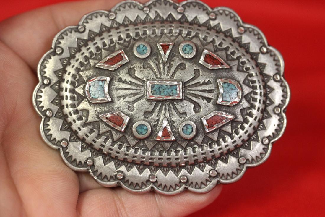A Vintage EJC 95 Belt Buckle: Native American motif - rare - most likely pewter