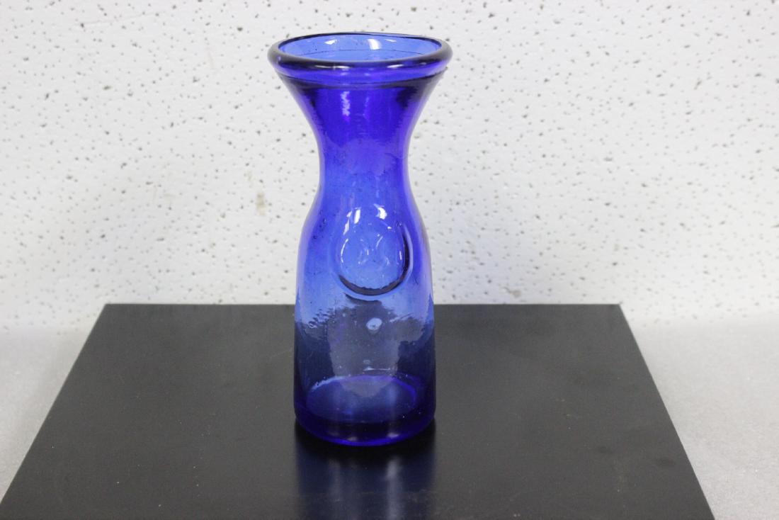 A Cobalt Blue Glass Bottle: 6 1/4" tall