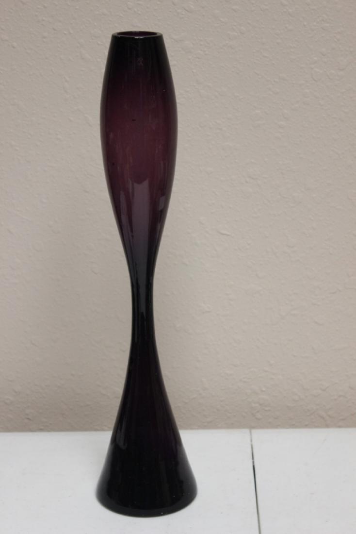 A Purple Glass Vase: 15 " tall