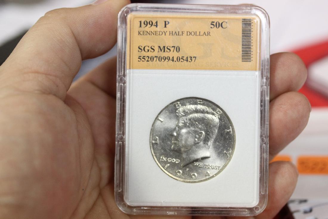A Graded 1994-P Kennedy Half Dollar: SGS MS70 - most likely a private grading company