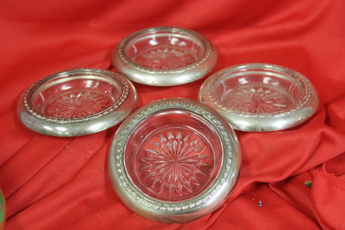 Lot of 4 Sterling Rim Coasters: As shown on photos