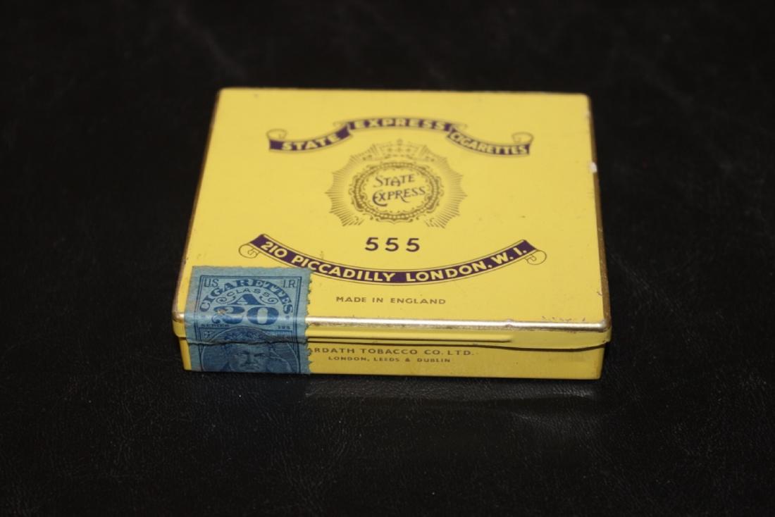 A 555 State Express Cigarettes Tin: Made in England - Tobacco tin can - 3 1/2" wide
