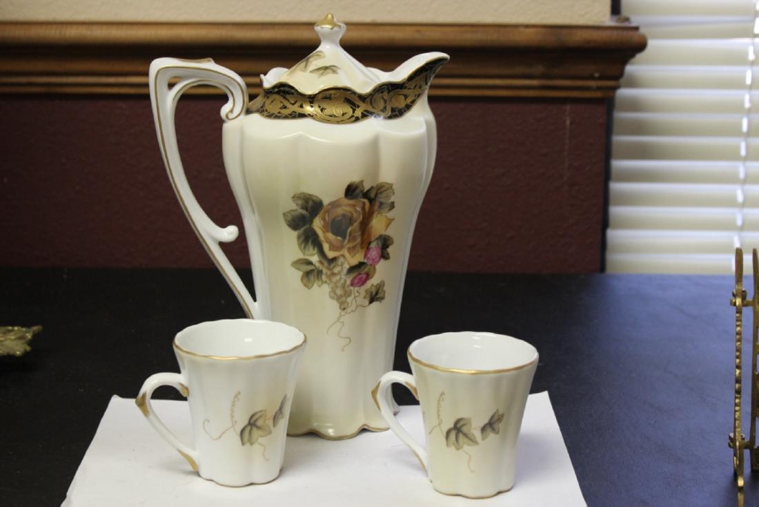 A Nippon Chocolate Pot with Two Cups: 10" tall when lidded