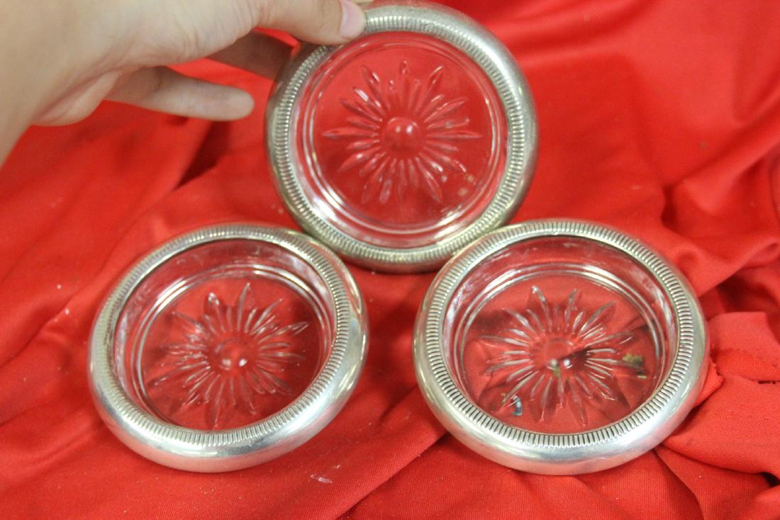 Lot of 3 Sterling Rim Coasters: as shown