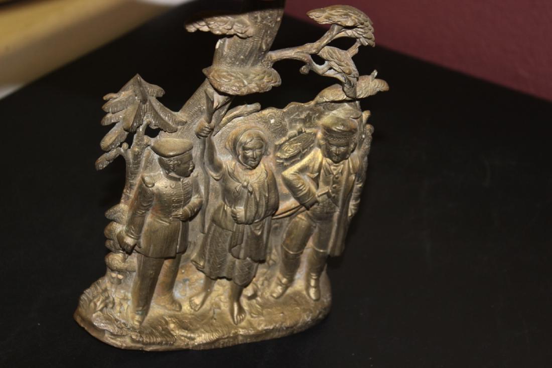 A Vintage Cast Iron Ornament: Cannot stand by itself must be screw in its place - unknown origin - 9 inches tall - Signed