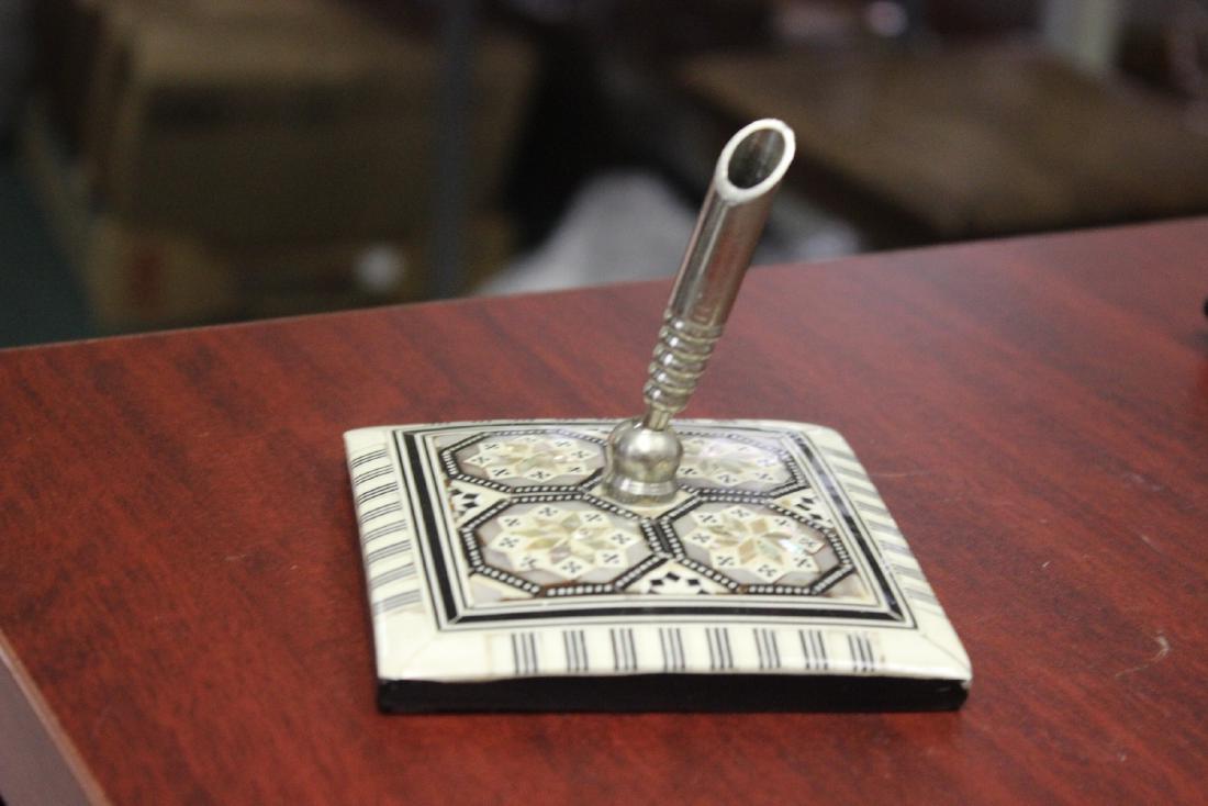 An Inlaid Pen Holder: 4" square