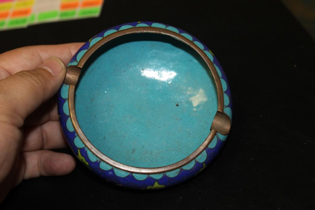 A Cloisonne Ashtray: Marked China - Vintage/Antique - small loss inside as shown - 4 1/4" in diameter