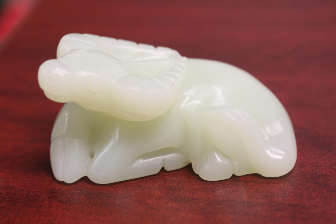 A Jade or Stone Ox: 3 inches across