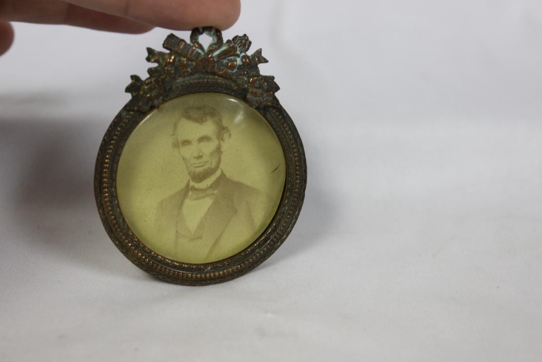 Abraham Lincoln Print: inside a shadow box - 2 1/8" in diameter