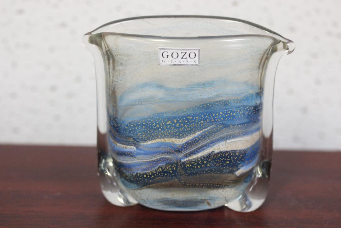 A Gozo Pop Art Glass Vase?: Signed - 3 1/2" wide - well made