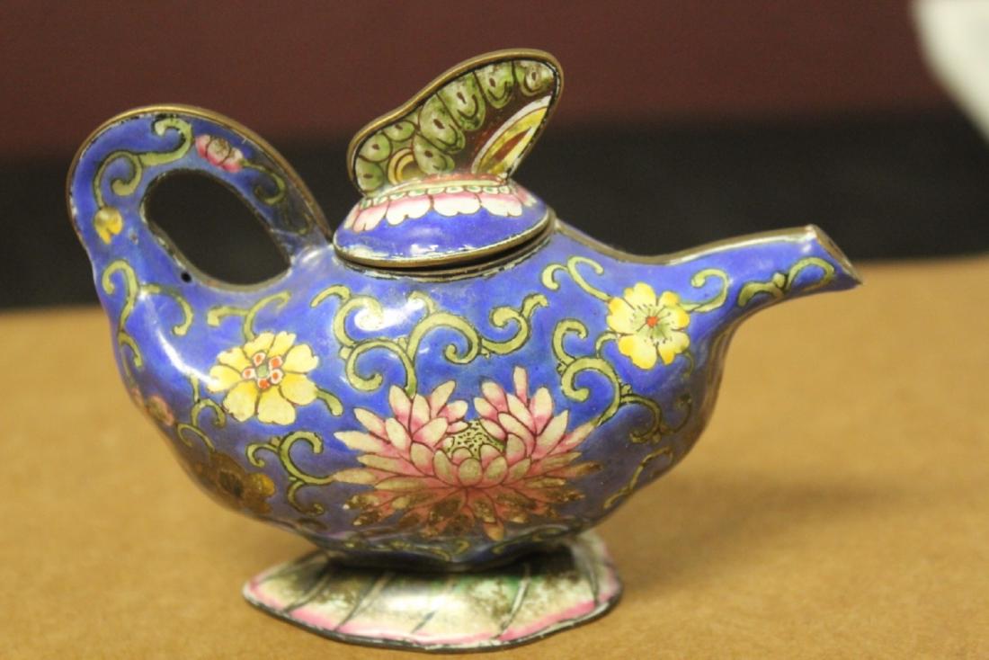 An Enamel Teapot: Probably Chinese - Old - 4" long