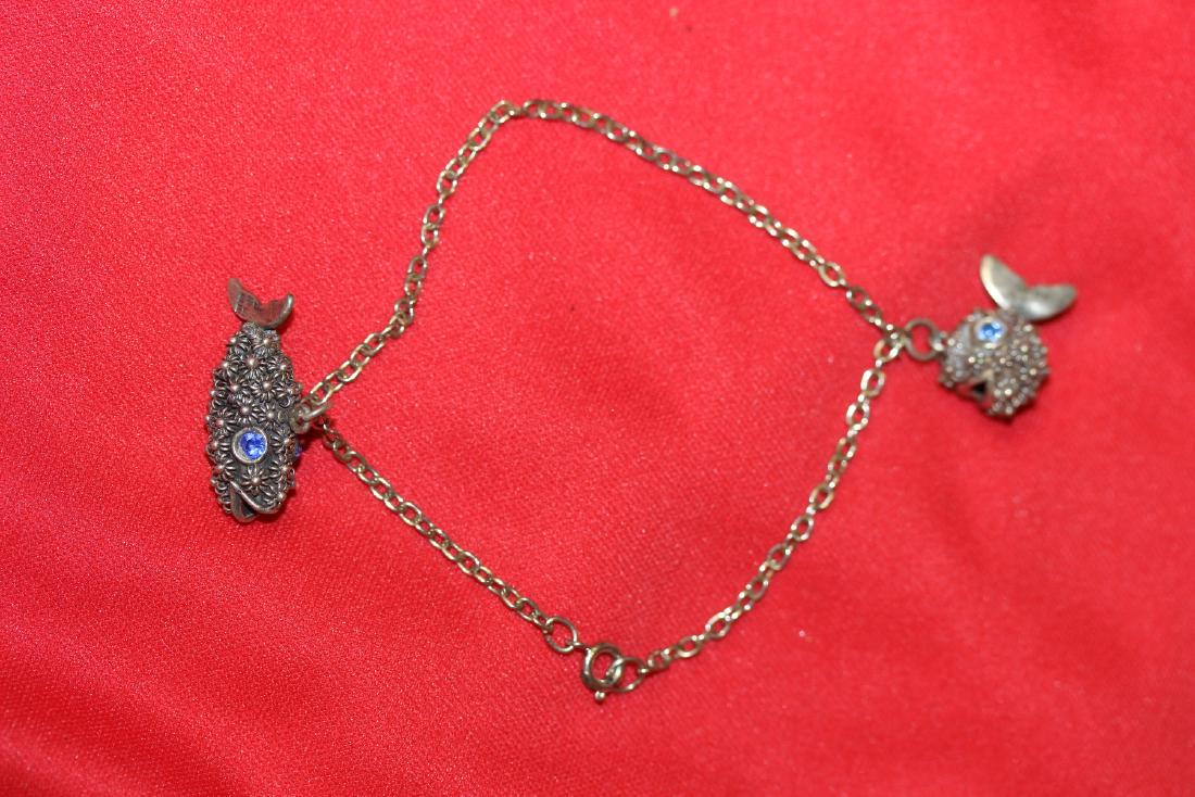 A Two Fish Charms Sterling Necklace/Bracelet: as shown