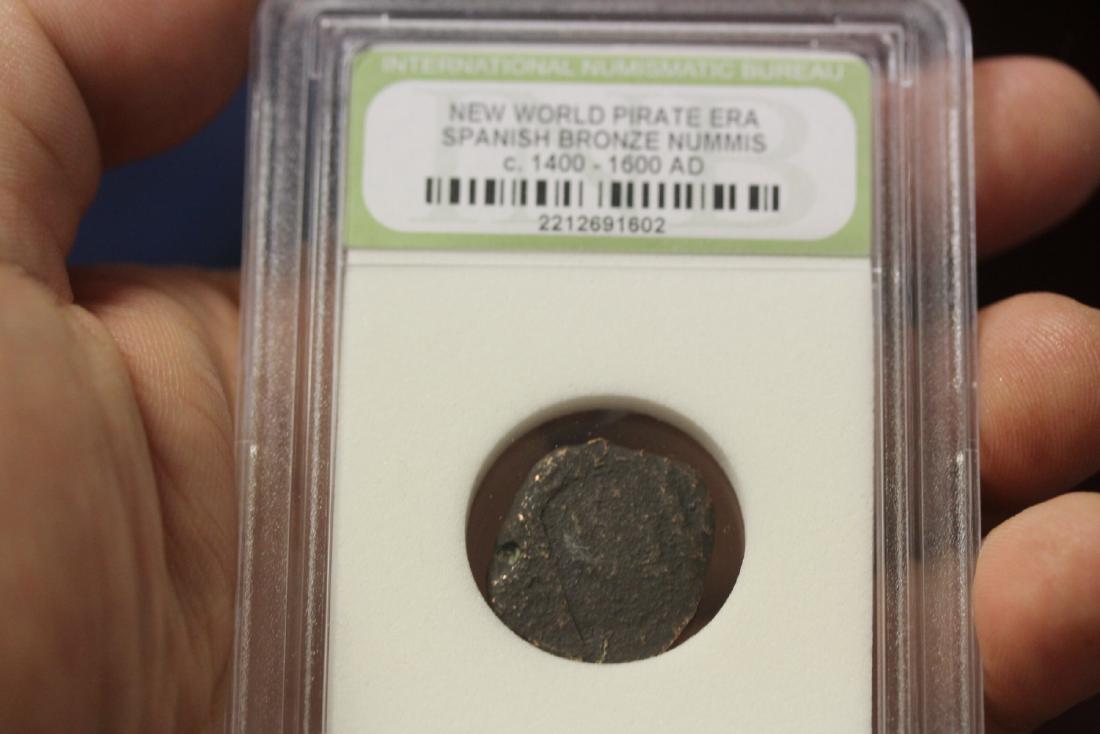 A Slabbed New World Pirate Era Spanish Bronze Nummis: C1400-1600 AD