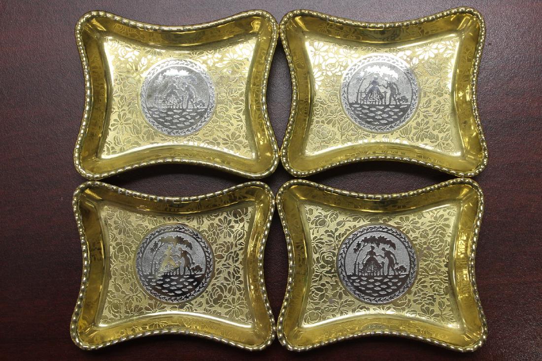 Set of 4 Victoria Gold Trinket Small Plates: Czechoslovakian - each measures 3 3/4" across