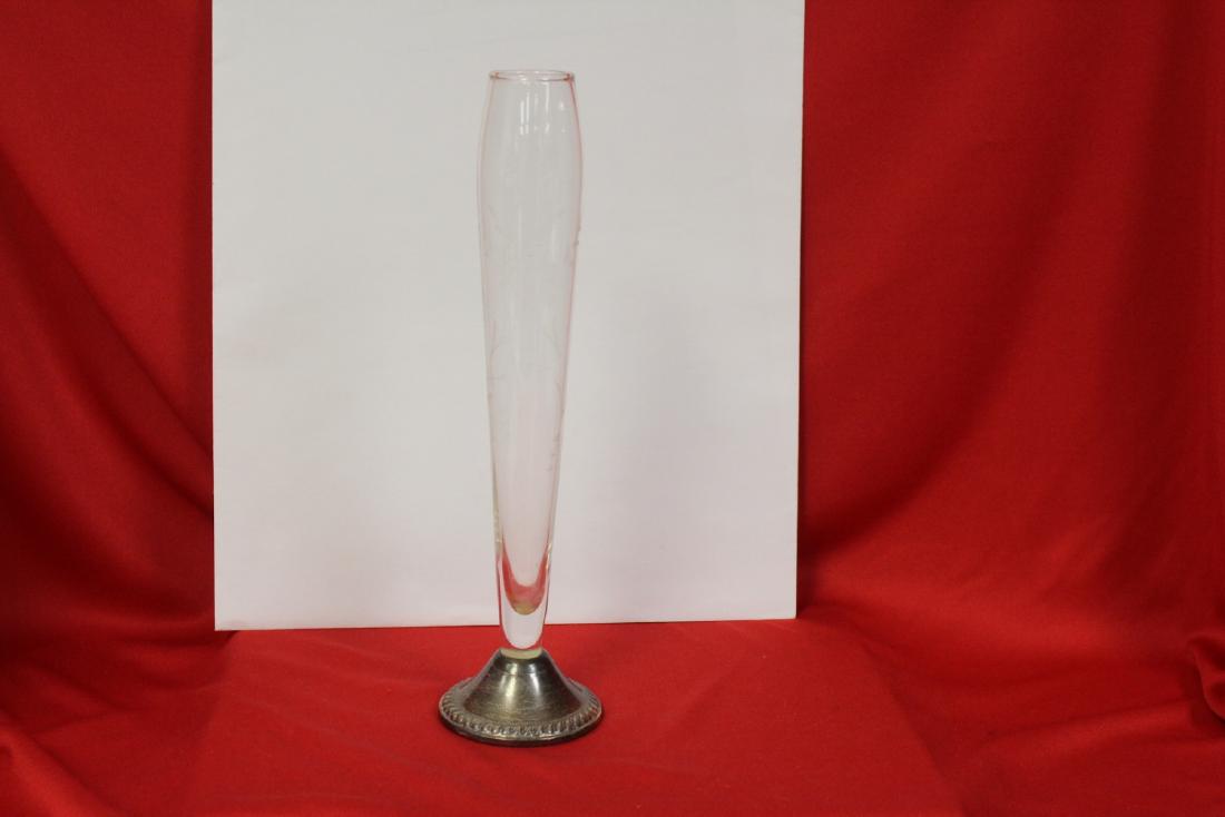 A Sterling Silver Base Vase: 9 1/2" tall