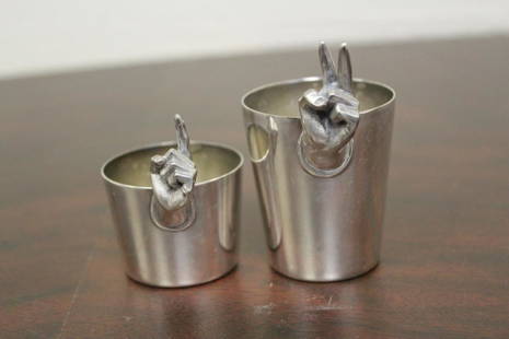 Lot of Two Napier Silverplated Licquor Cups: Taller= 2 1/4"