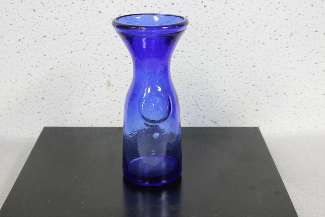 A Cobalt Blue Glass Bottle: 6 1/4" tall