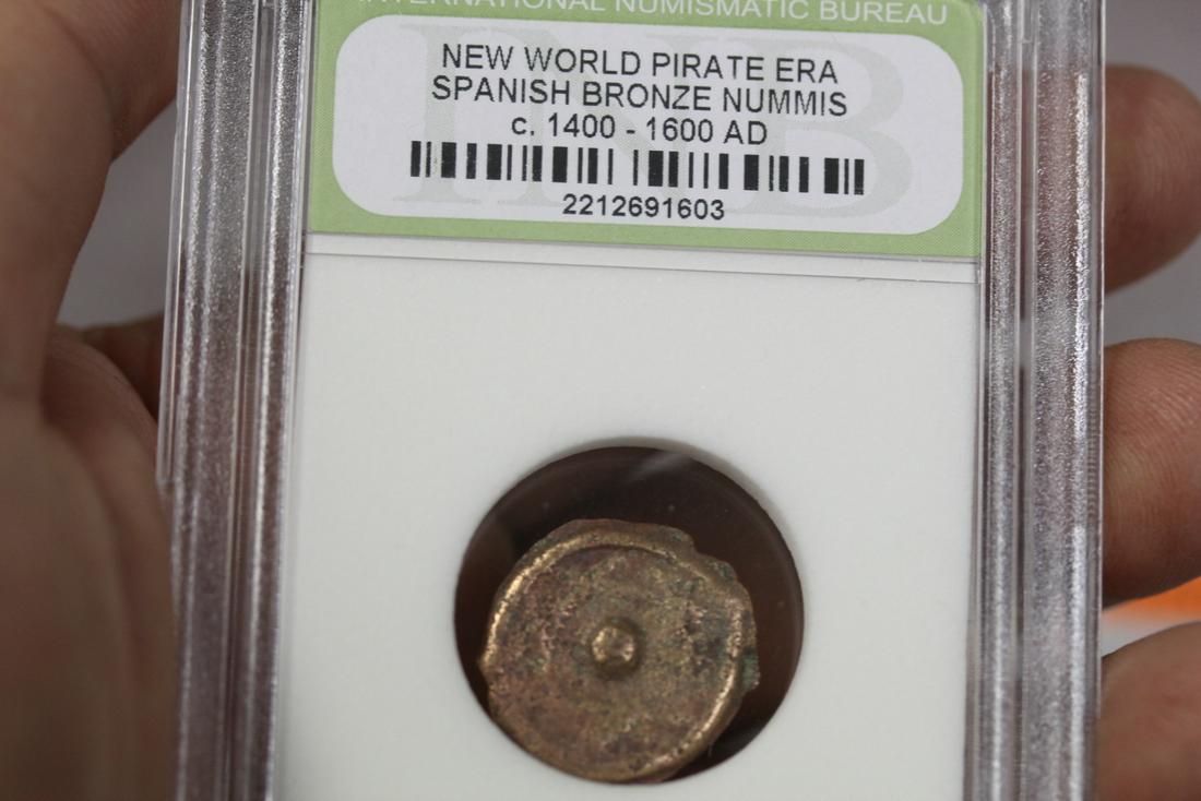 A Graded Spanish Bronze Nummis: New world, pirate area - C-1400-1600 AD