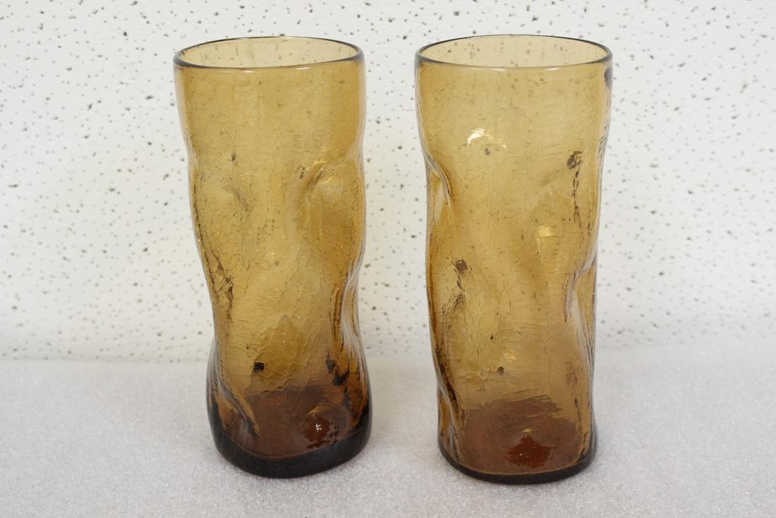 Lot of Two Blenko Water Tumblers: Each 7" tall