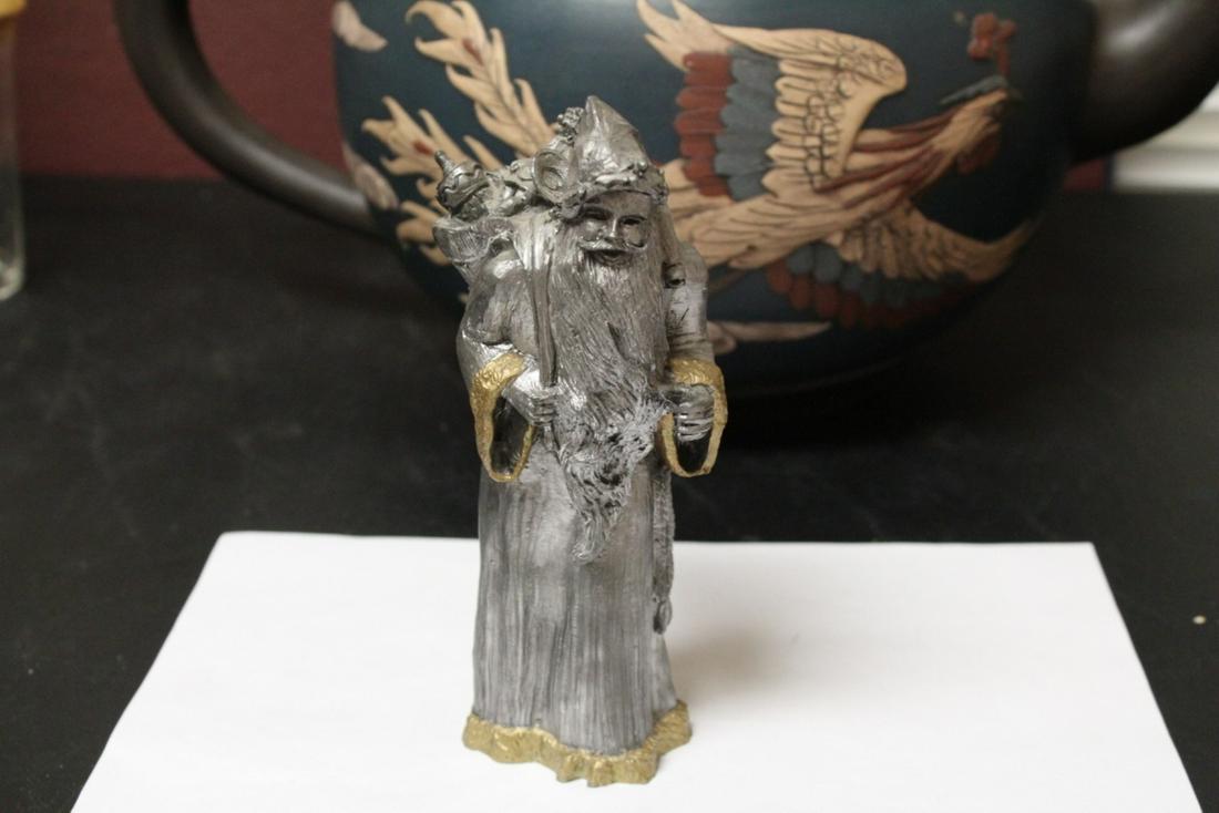 A Michael Ricker Pewter: as found - missing the cane from one hand -7" tall with COA