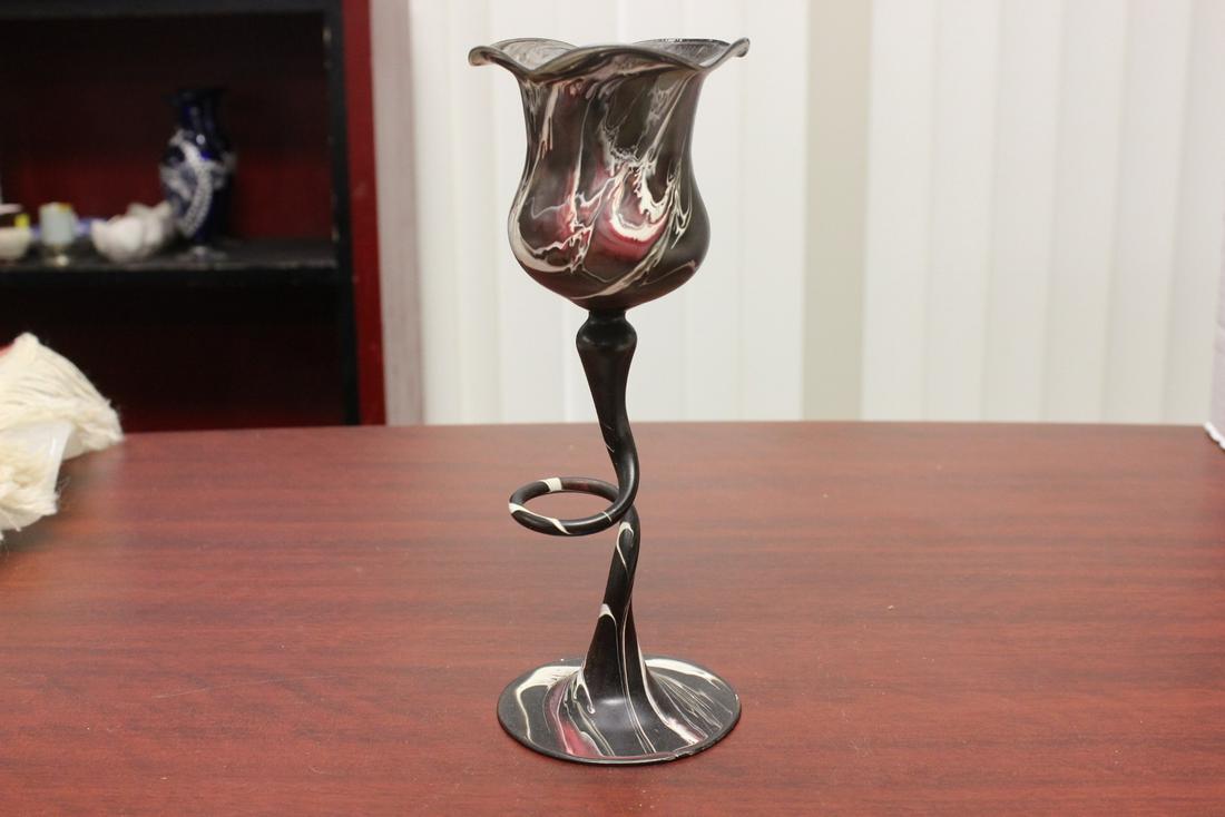 An Egg Shell Thin Glass or Porcelain Stem Cup: 9 3/4" tall