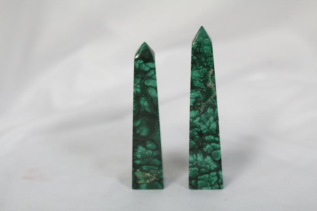Lot of Two Malachite Pyramid: taller= 3 3/4"