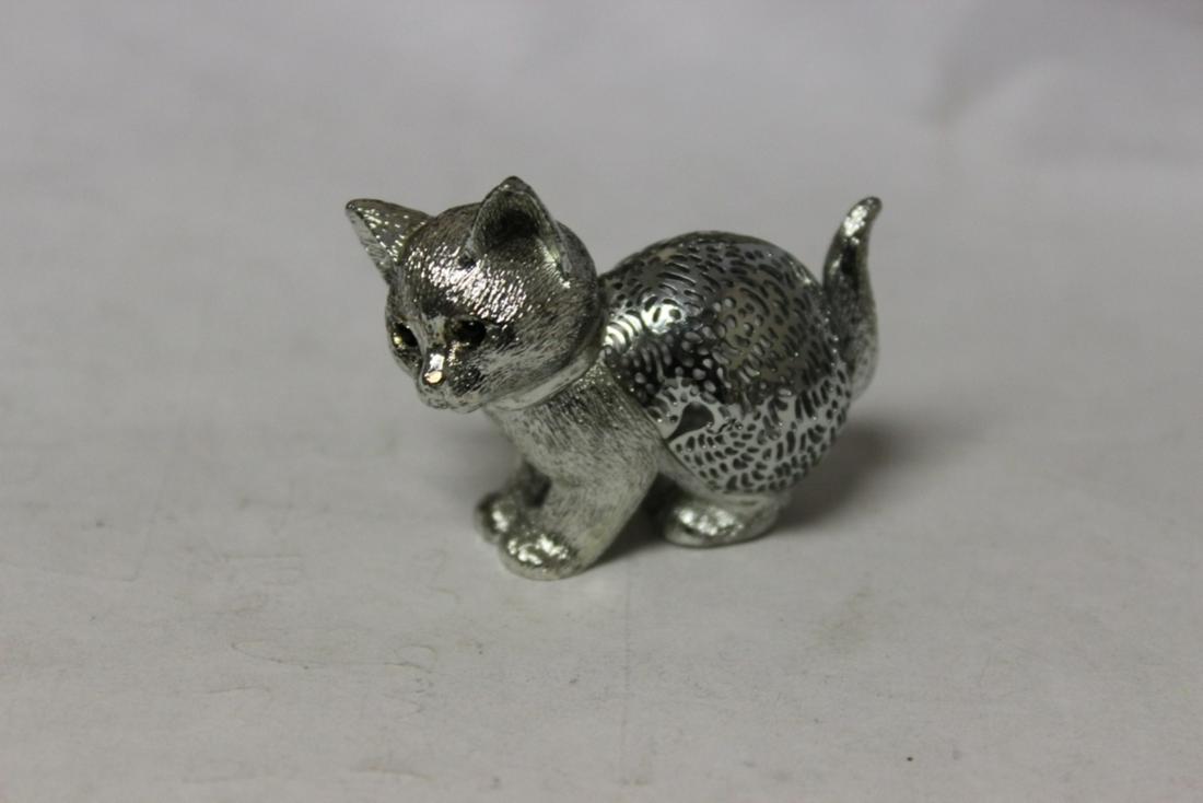 A Silverplated Christofle Small Cat: Marked Christofle - 1 7/8" long