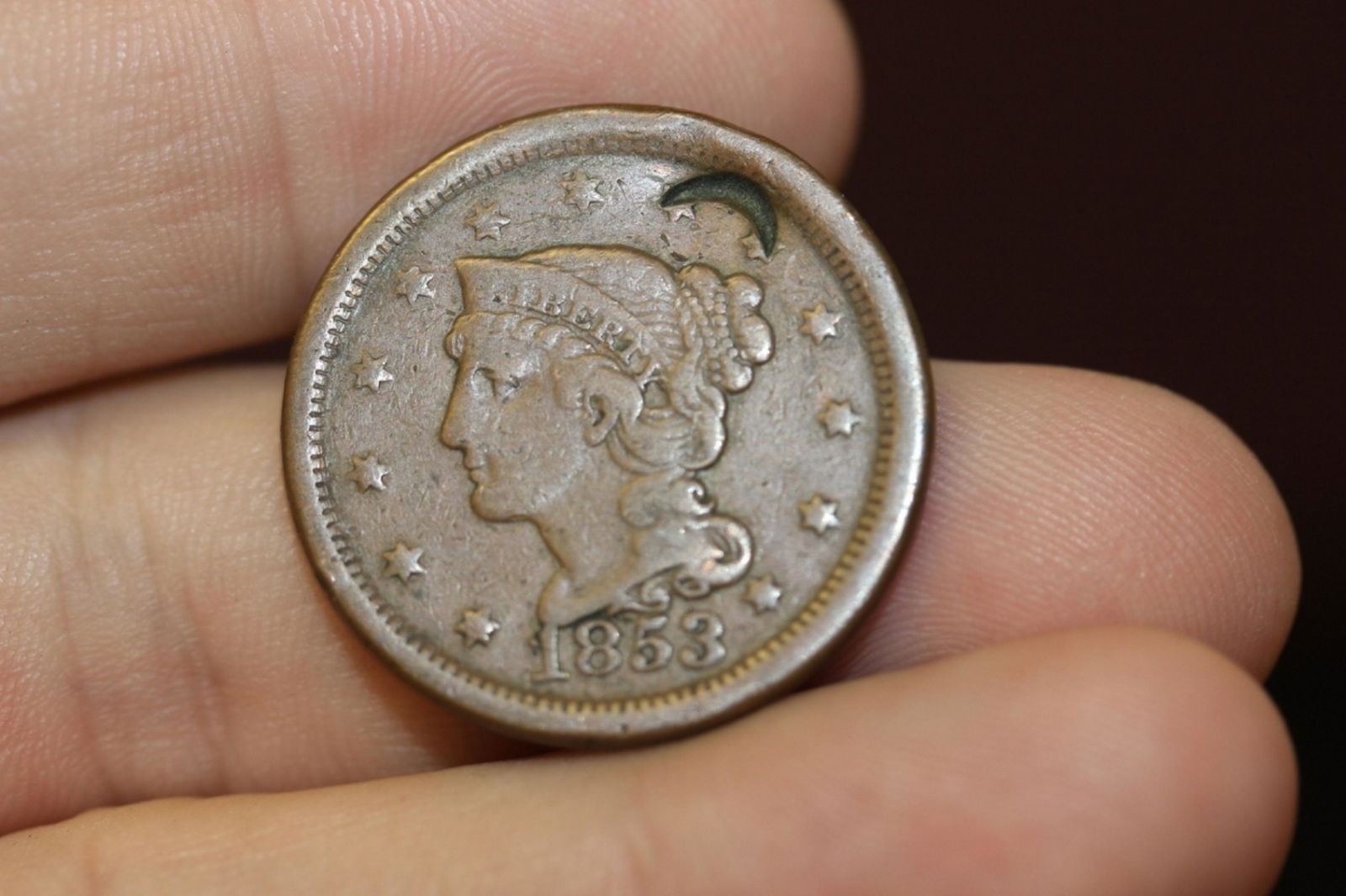 An 1853 Large Cent: As shown on photos