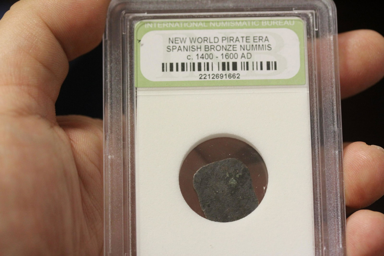 A Slabbed New World Pirate Era Spanish Bronze Nummis: C1400-1600 AD