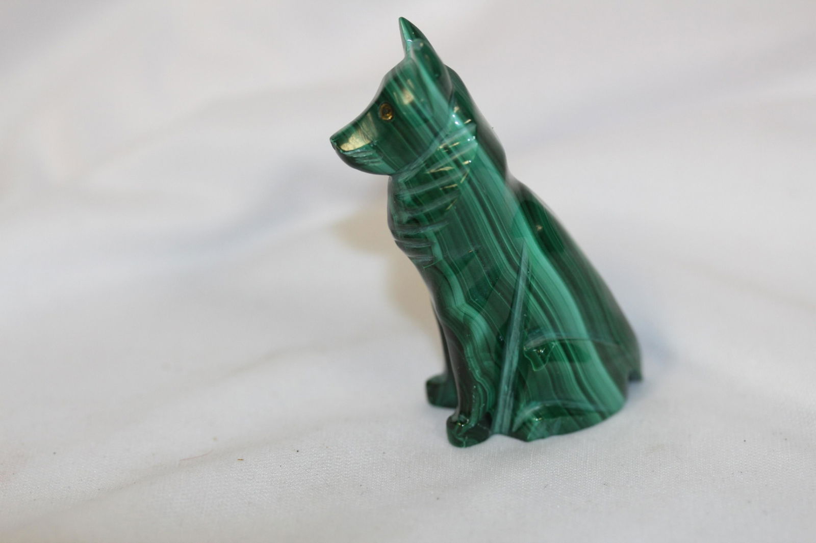 A Malachite Dog: 2 3/4" tall