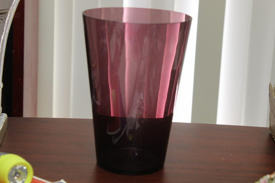 An Amethyst Glass Vase: 7 3/4" tall