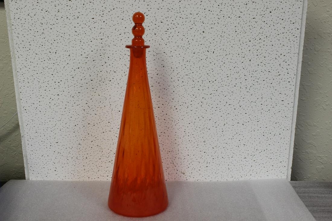 A Blenko? Glass Decanter: 14 1/2" tall with stopper