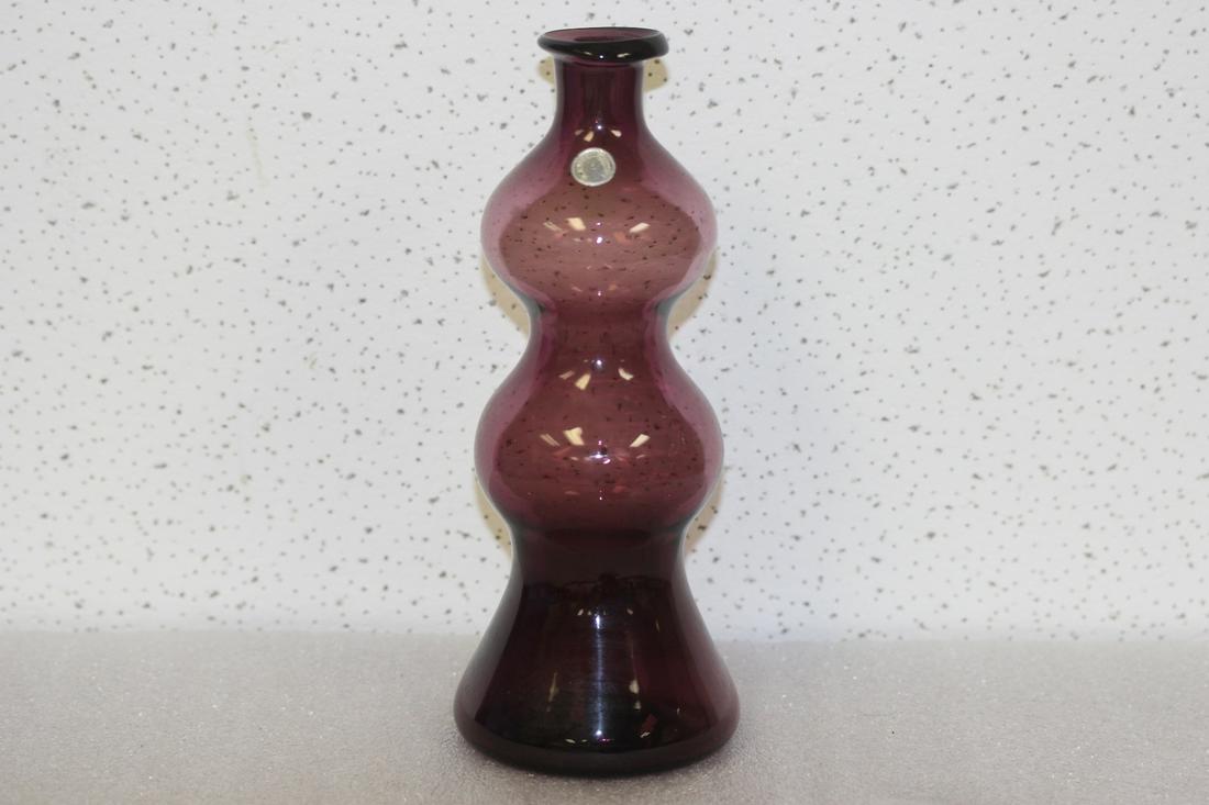 A Vintage Amethyst and Glass Vase: Possibly Blenko - 8 1/4" tall