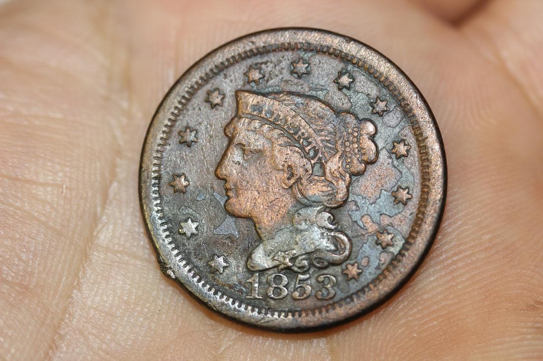 An 1853 Large Cent: as shown on photos