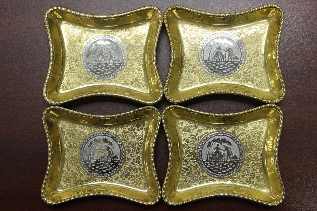 Set of 4 Victoria Gold Trinket Small Plates: Czechoslovakian - each measures 3 3/4" across