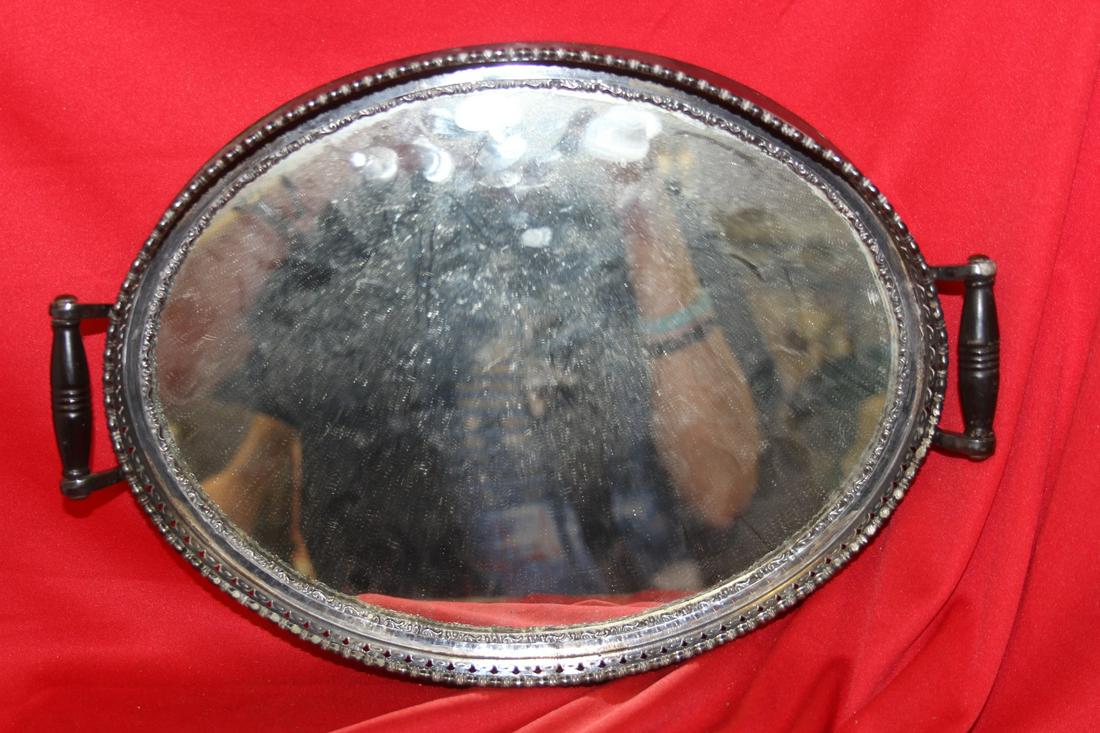 A Mirror Tray with Handle: 13 1/4" across - from handle to handle
