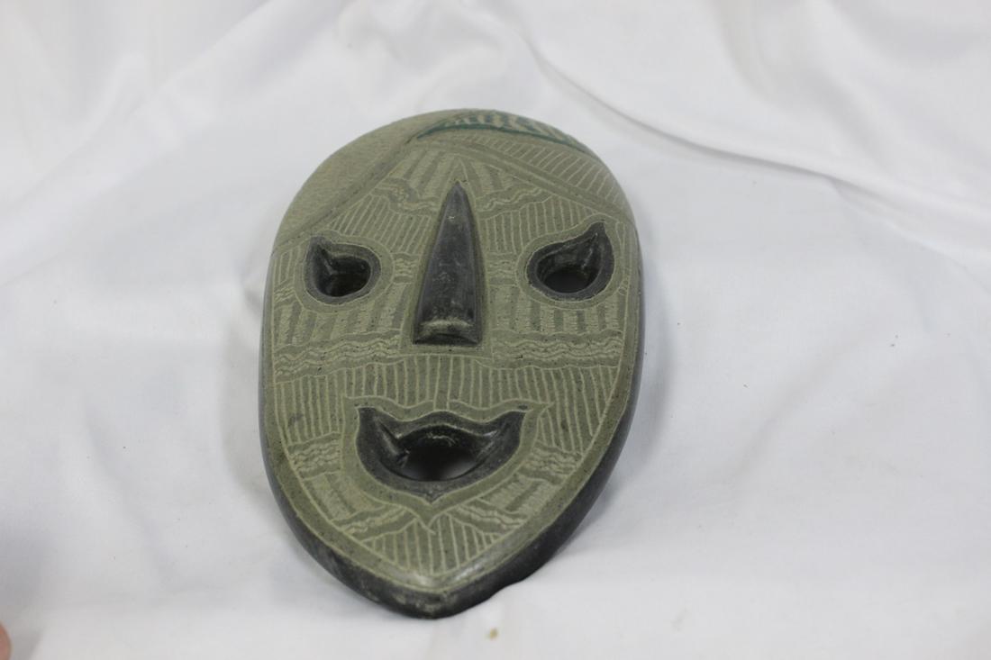 A Ceramic Mask Wall Hanger: Signed: Laratte , Haitian artist - 8 1/4" across