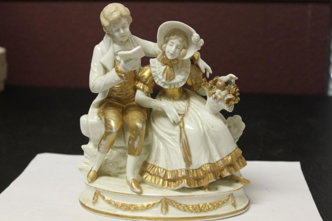 A Capodimonte? Figurine: please note chips on the flowers and fingers - as found - 7" tall