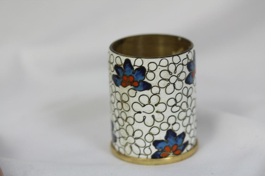 A Chinese Cloisonne Toothpick Holder: a very heavy piece for it's size - 1 7/8" tall