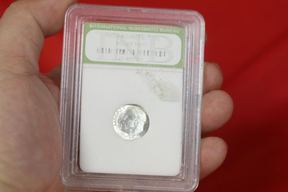 A Graded 1963-P Roosevelt 10c: silver - MS70