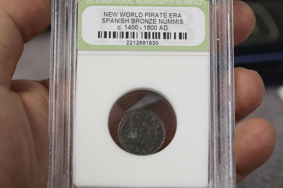 A Graded Spanish Bronze Nummis: New world, pirate area - C-1400-1600 AD