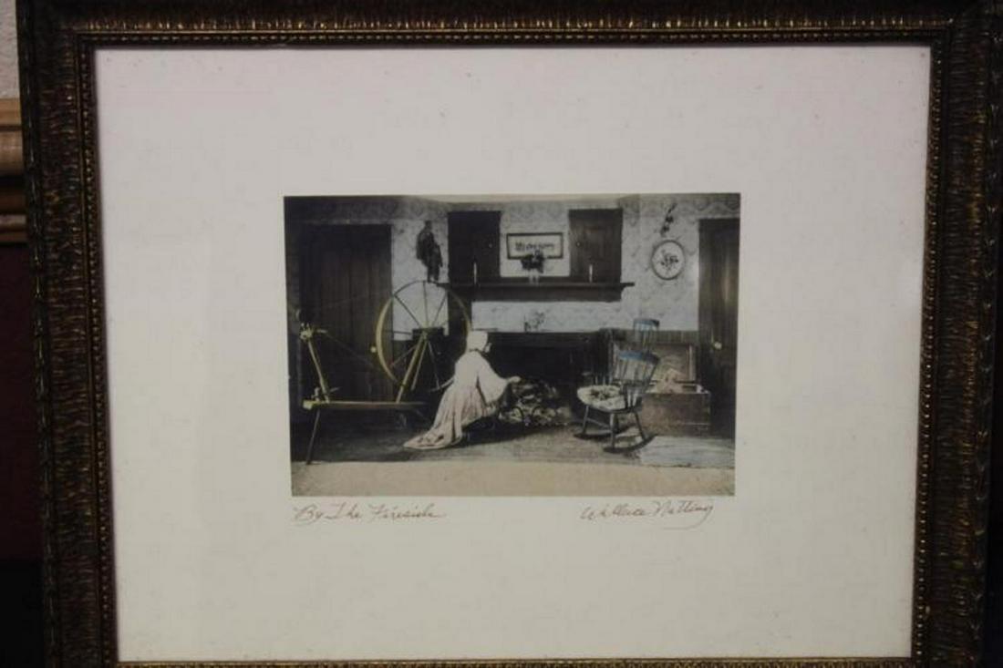 An Antique Wallace Nutting Signed Lithograph: Early 20th century - possibly 19th century - overall= 14 3/4" x 11" - sight= 6 1/4" x 4 3/4"