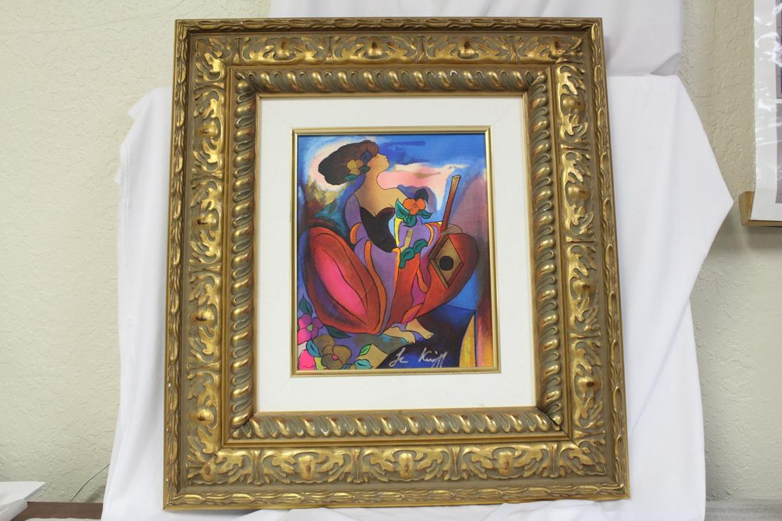 Linda Le Kniff Serigraph on Canvas: overall= 19" x 20 3/4" - sight= 9 1/2" x 8" - with COA