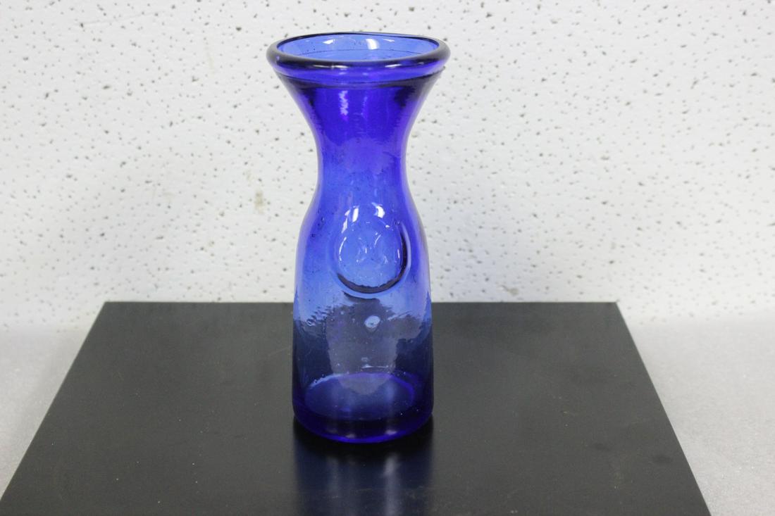 A Cobalt Blue Glass Bottle: 6 1/4" tall