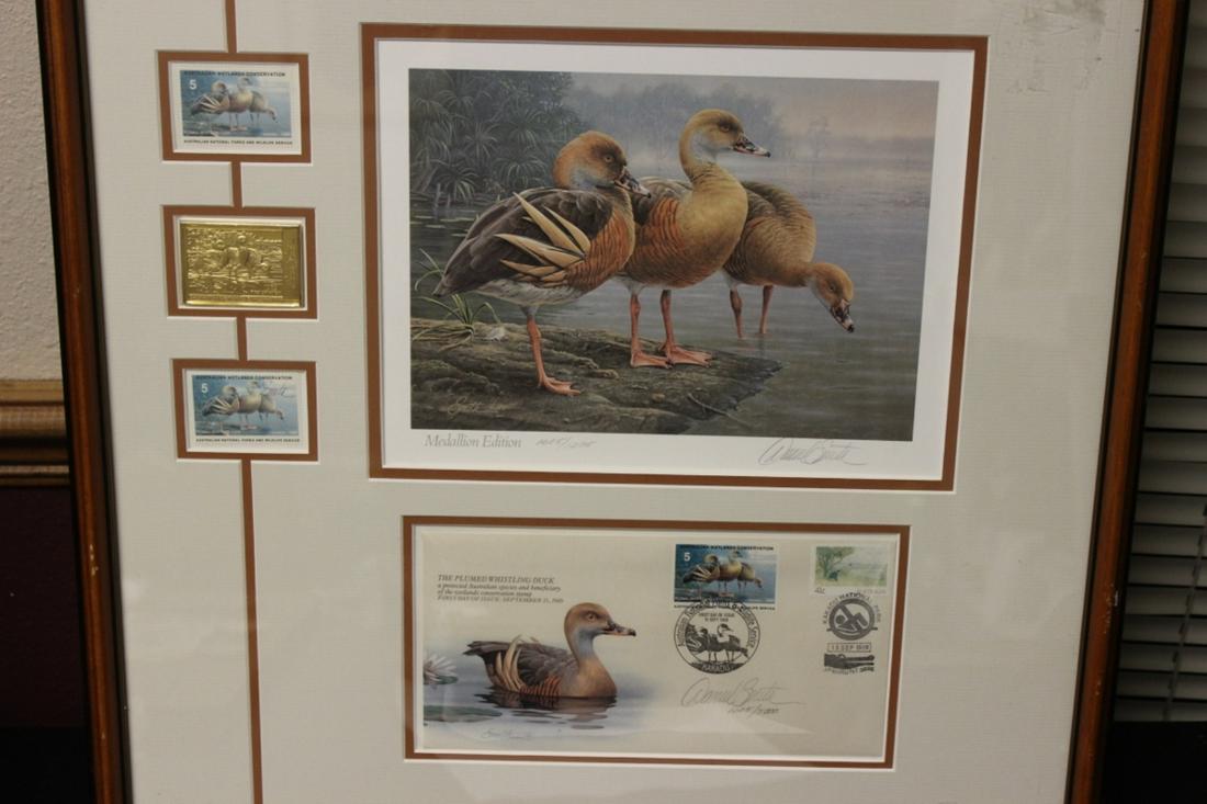 A Duck Print Medallion Edition: Hand Signed and numbered by Daniel Smith - signed on both on the print and the stamped envelop - overall= 19 1/4" x 18 1/4" - sight= 9" x 6 3/8"