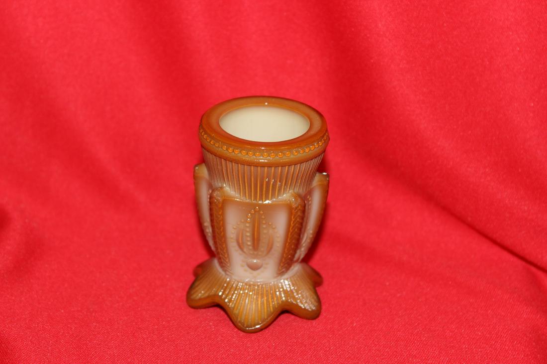 A Marbelized Glass Toothpick Holder: 2 3/4" tall