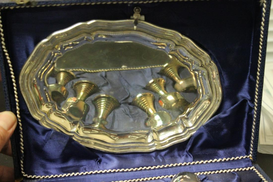 A Silverplated Enamel Cup/Plate Set: Inside a fitted box